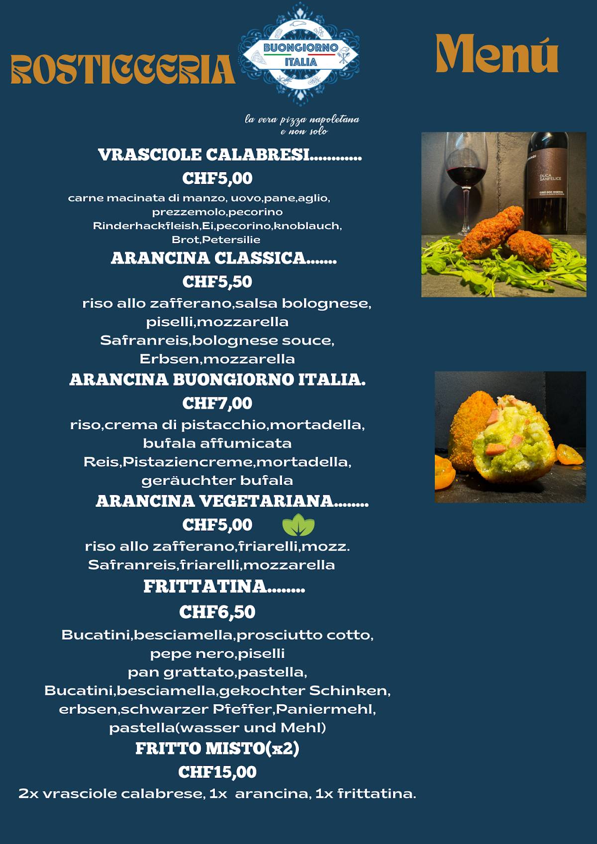 Menu di BUONGIORNO ITALIA 