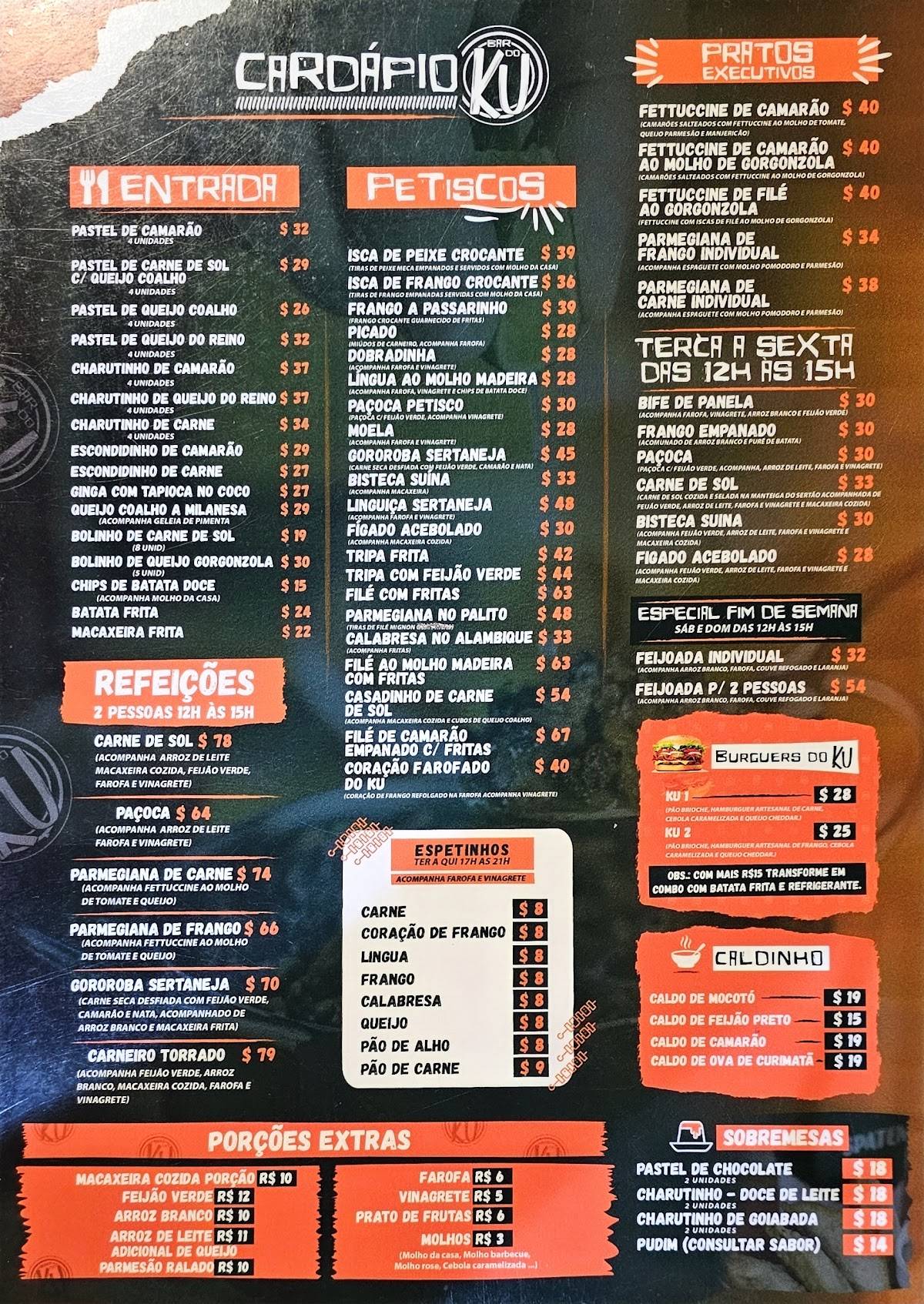 Bar do Ku cardápio
