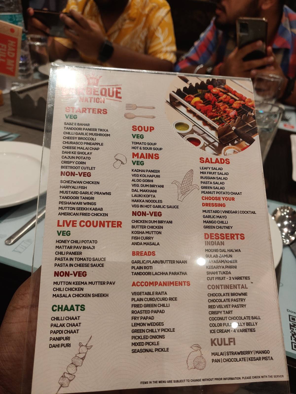 Menu at Barbeque Nation Kolkata Acropolis Mall, Kolkata