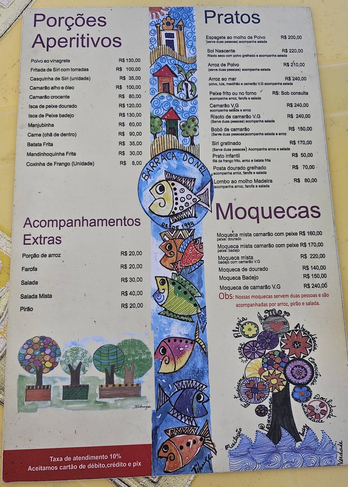 Barraca do Nel cardápio