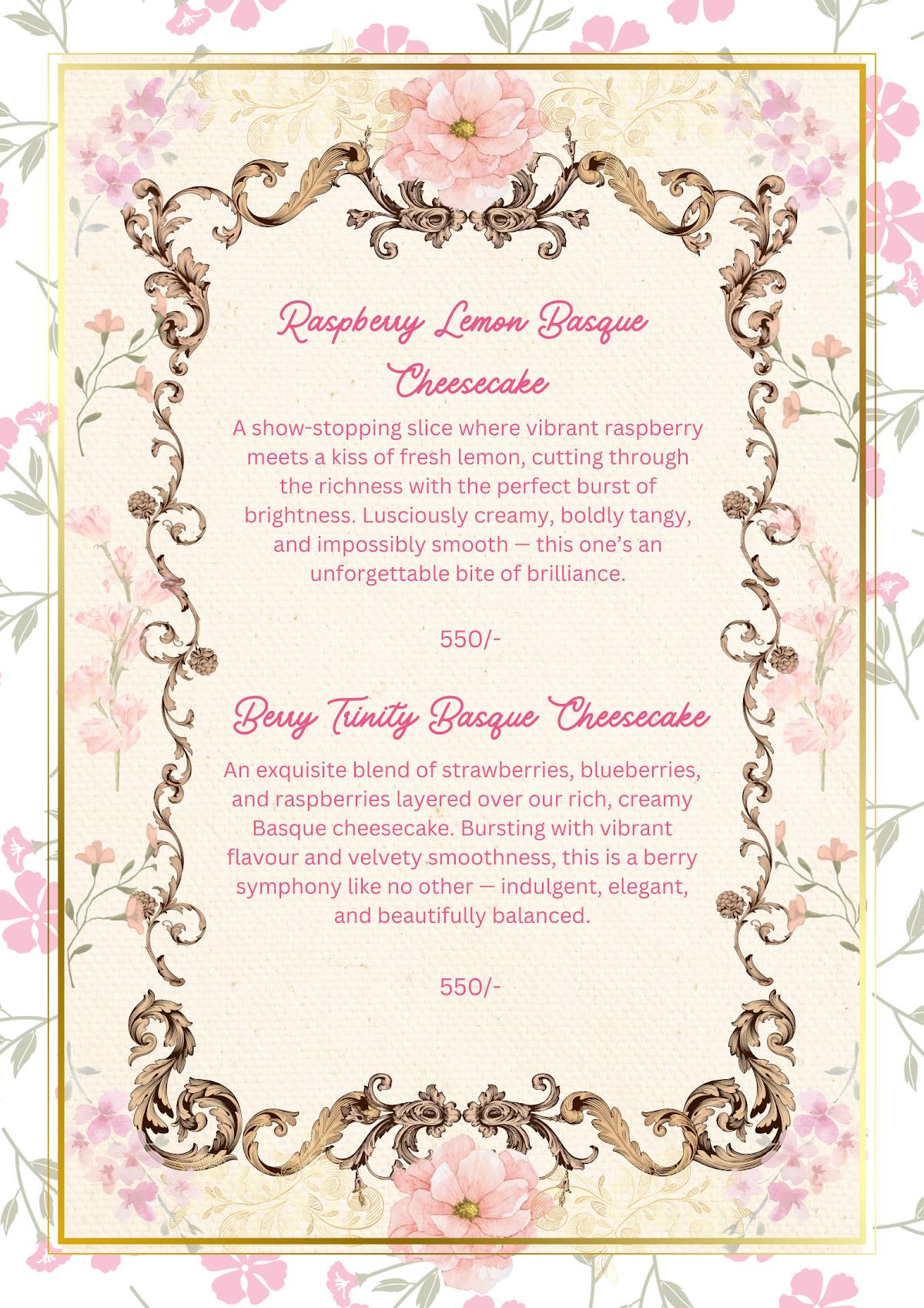 Basque Bakery menu