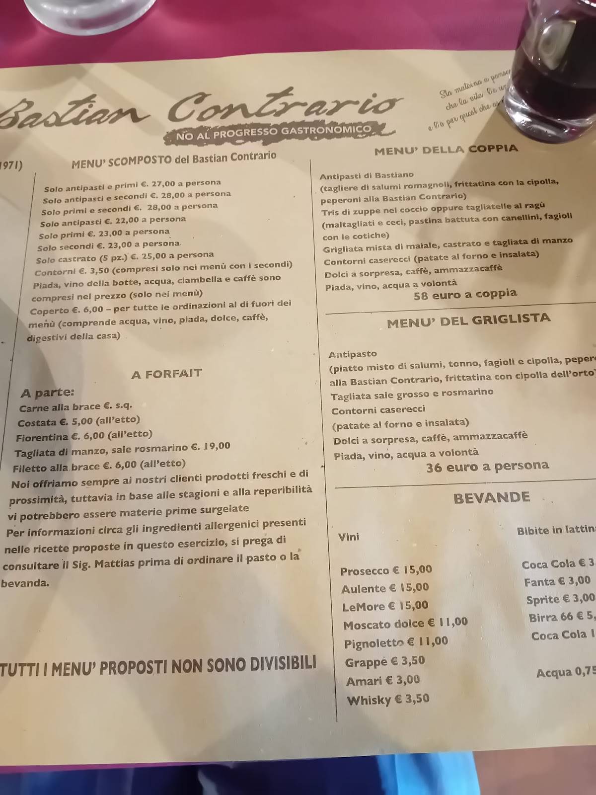 Menu di Bastian Contrario 