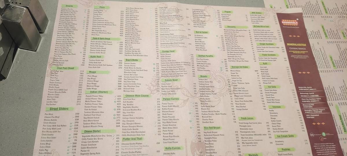 Bikanervala Kothaguda Hyderabad menu