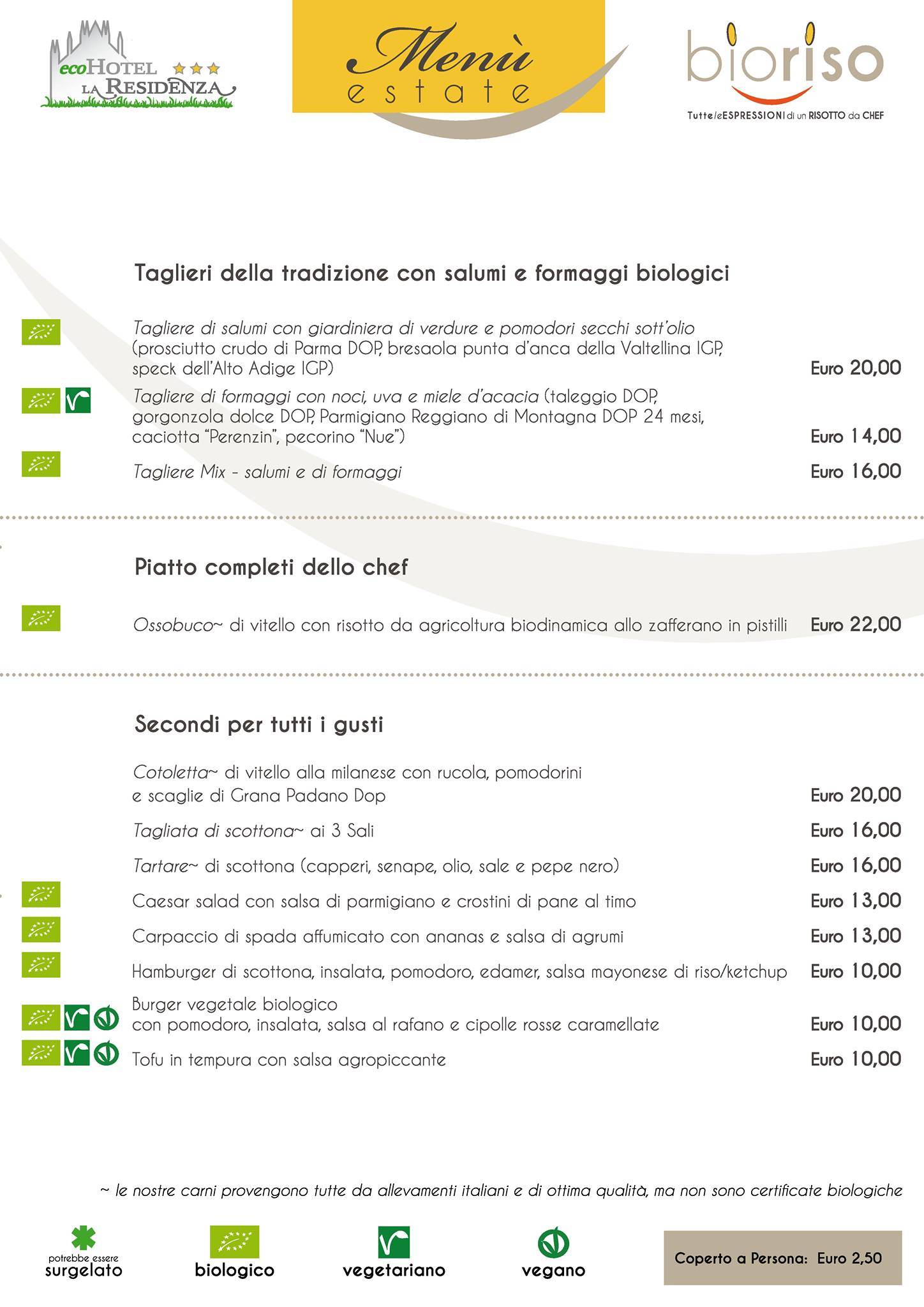Menu di BioRiso Ristorante Biologico 