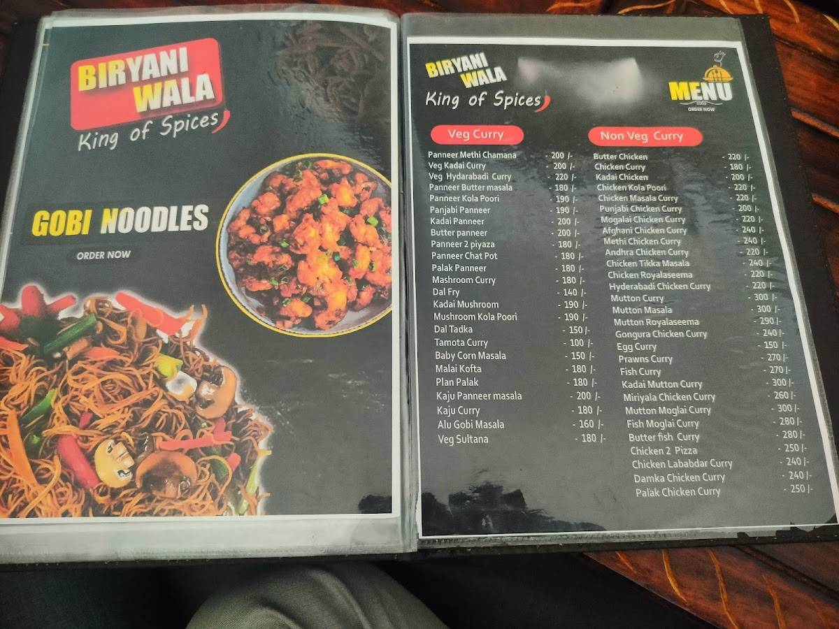 Biryaniwala menu