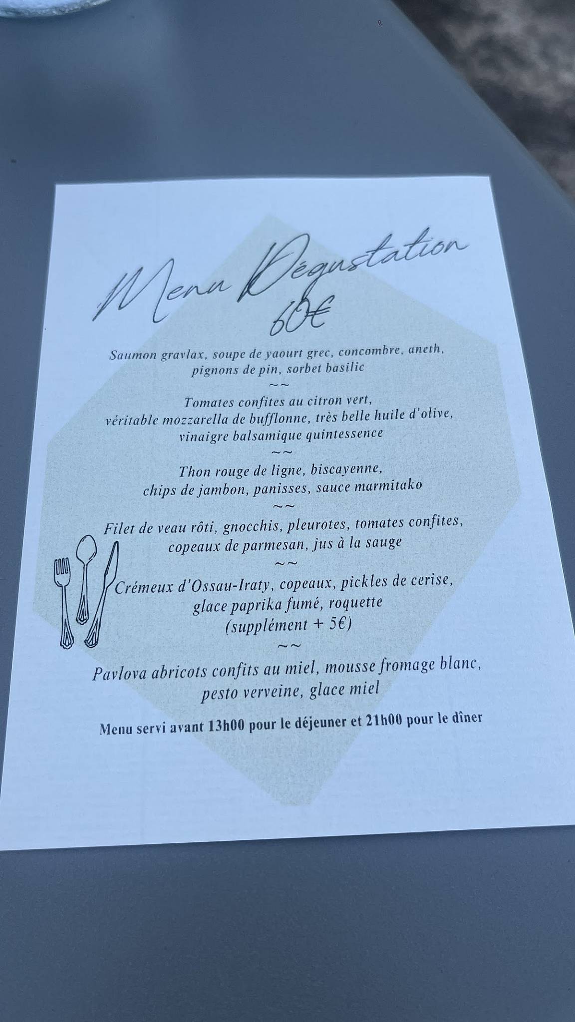 Menu de Bistrot Constant