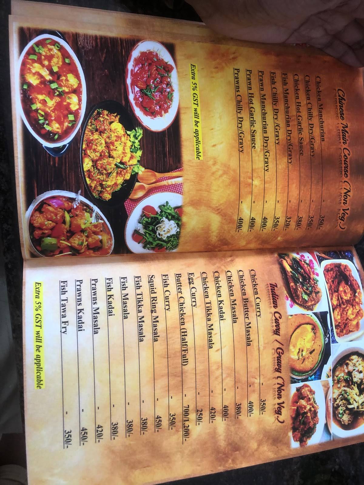 Blue Fin Restaurant menu