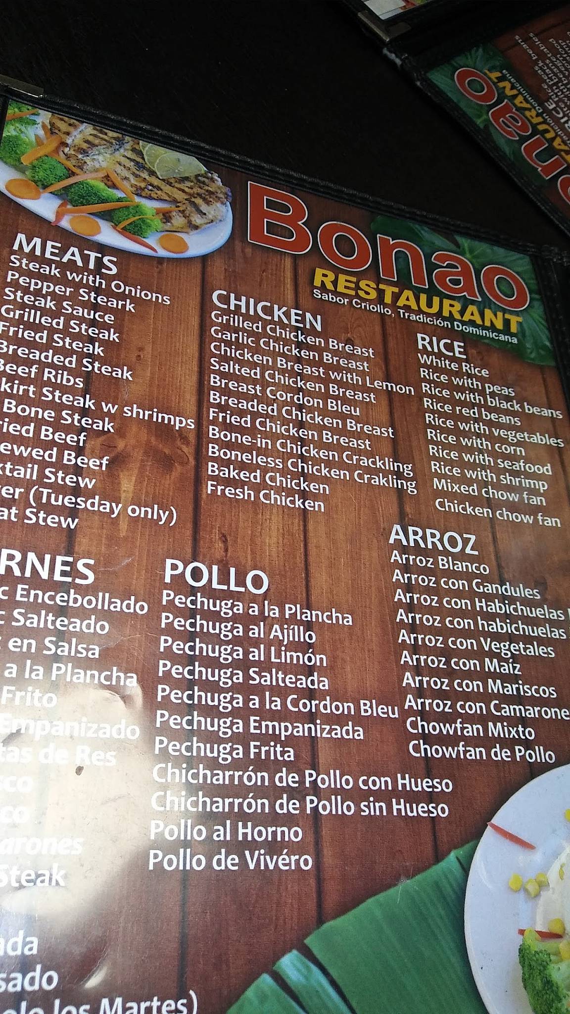 Menu at Bonao Restaurant, Perth Amboy