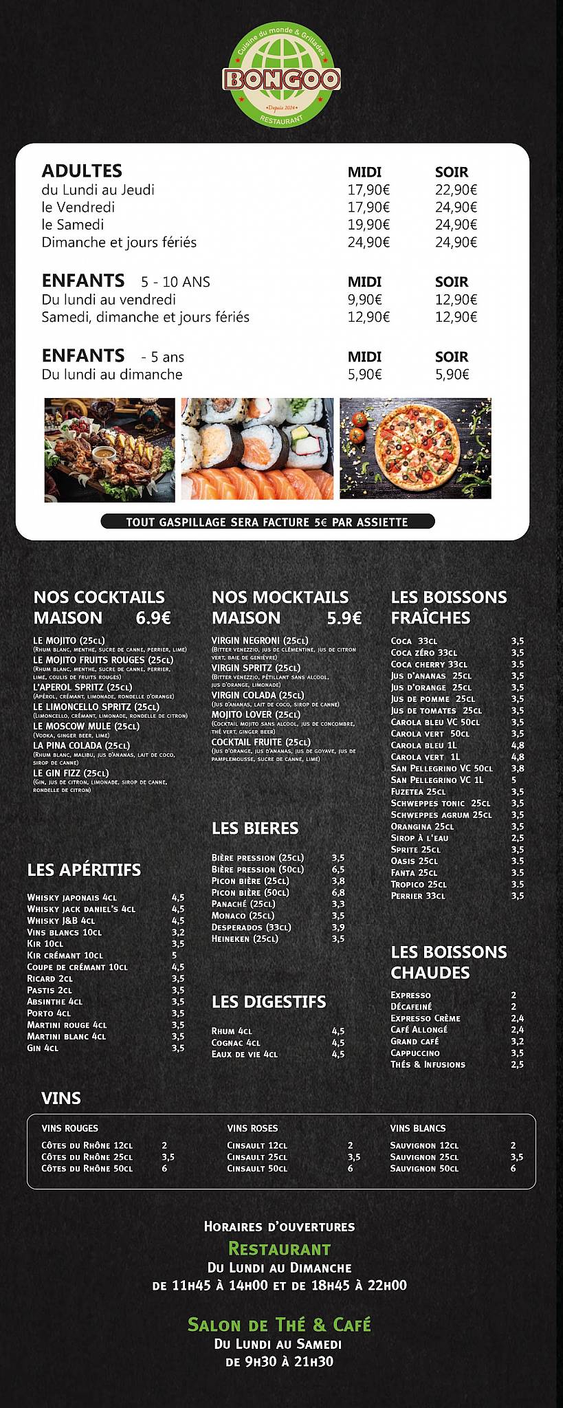 Menu de Bongoo