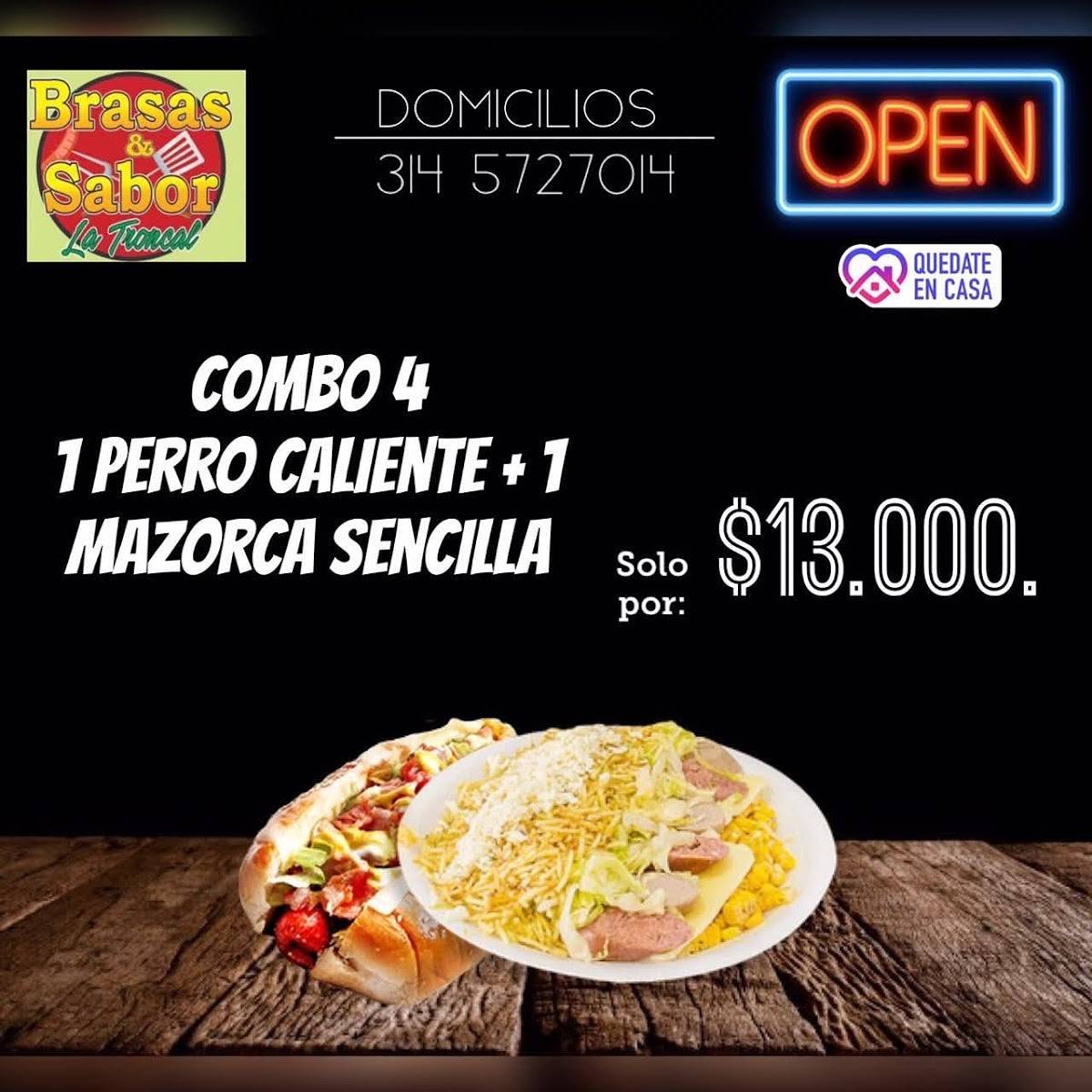 Carta del restaurante Brasa roca dura olaya, Colombia