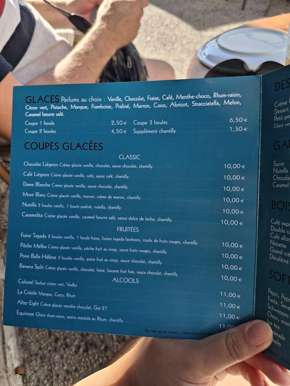 Menu de Brasserie LA RESSOURCE