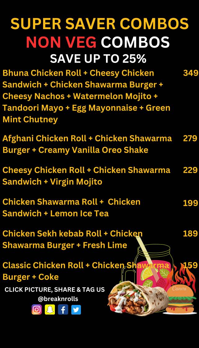 Break N Rolls menu