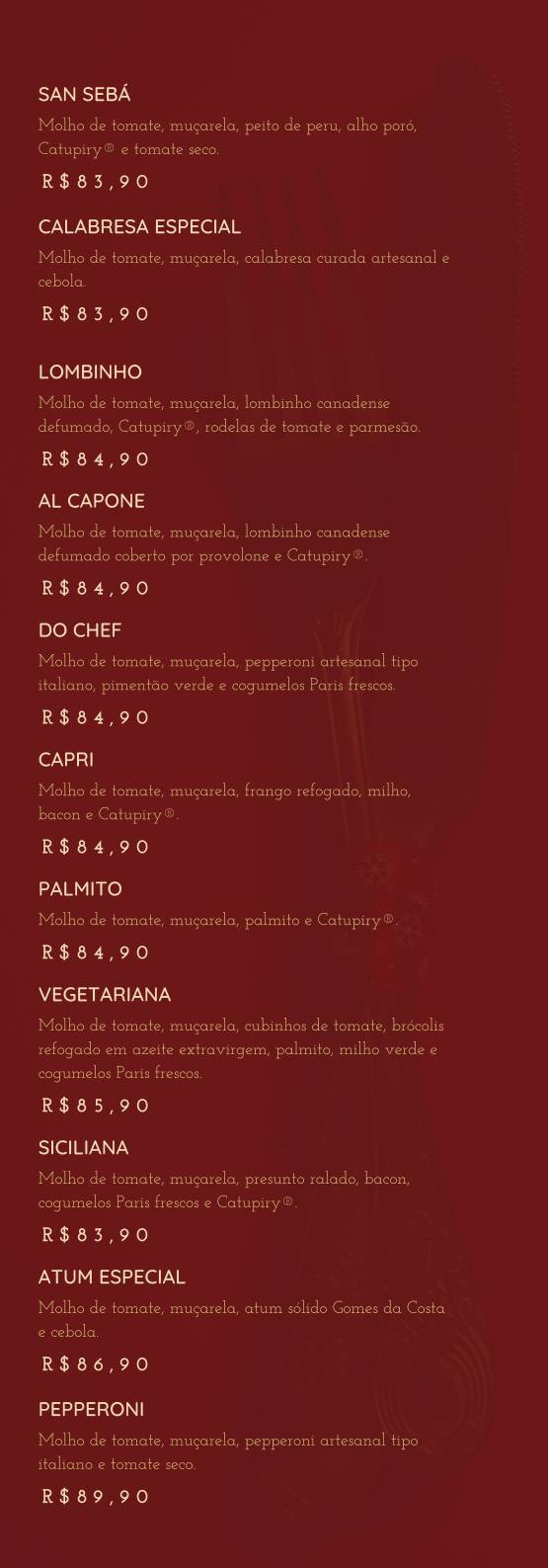 Brunholi Grill & Pizza cardápio