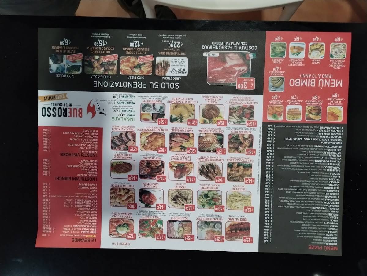 Menu di Bue Rosso Risto Pizza Grill 