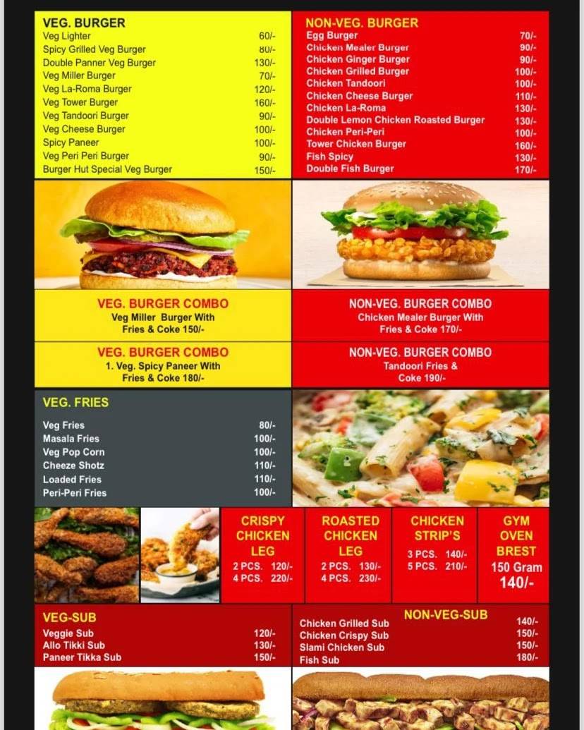 Burger Hut menu