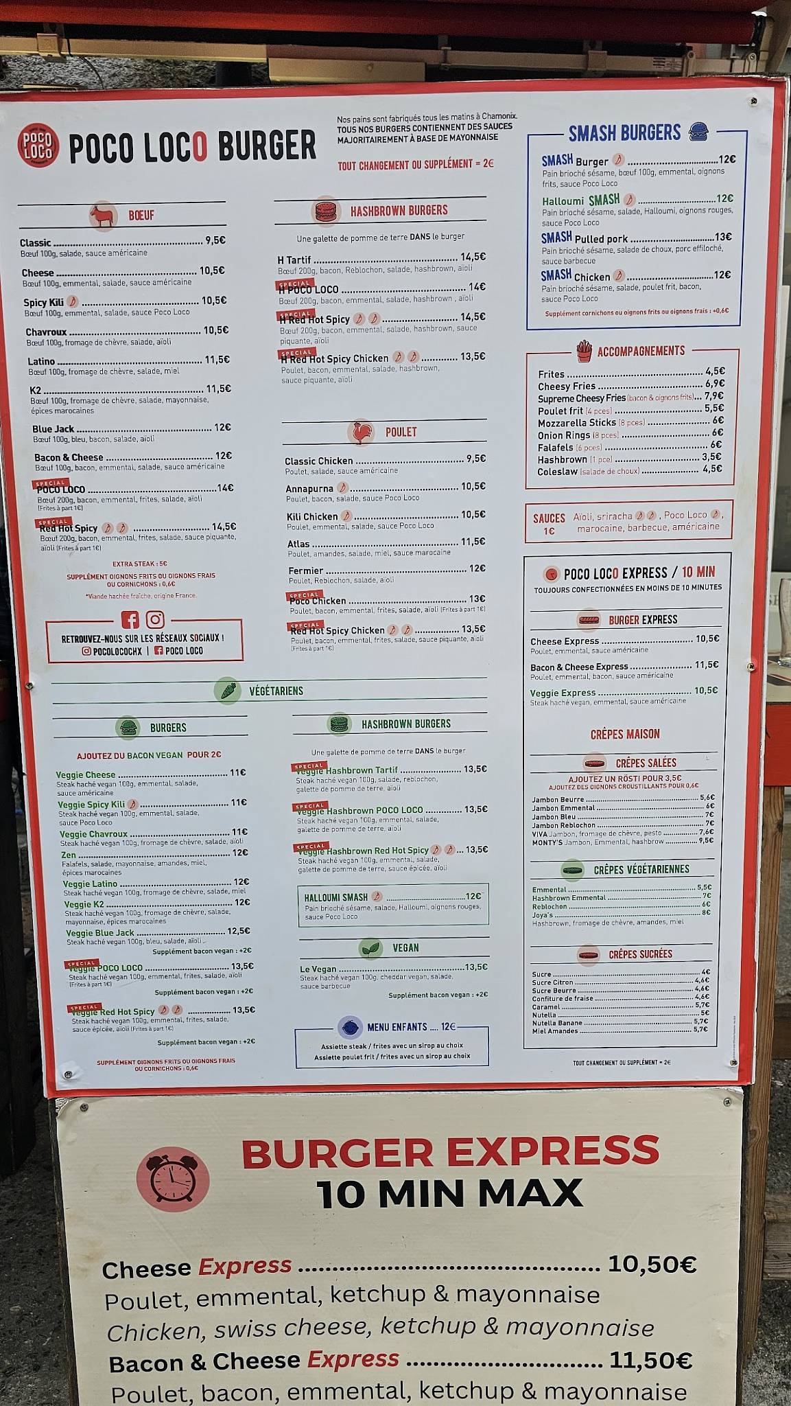 Menu de Poco Loco Burger