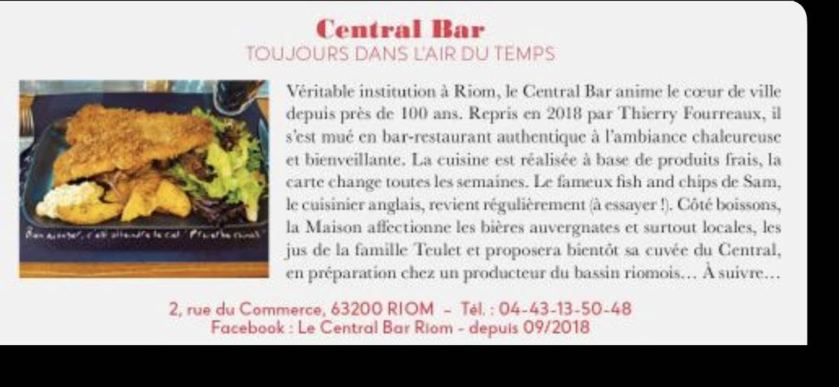 Menu de CENTRAL BAR