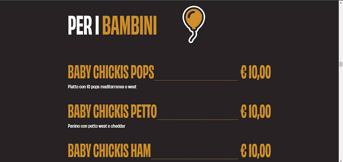 Menu di CHICKIS - POLLO FRITTO Sacile 