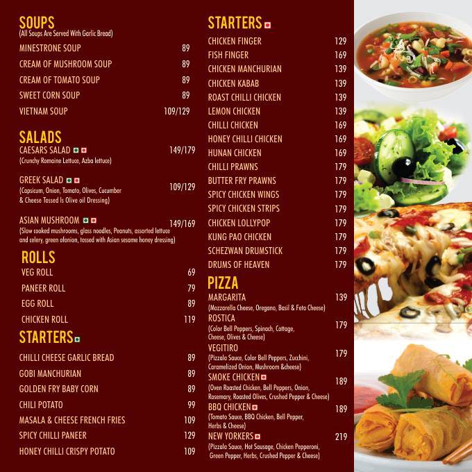 COSMOS Cafe Lounge Restaurant menu