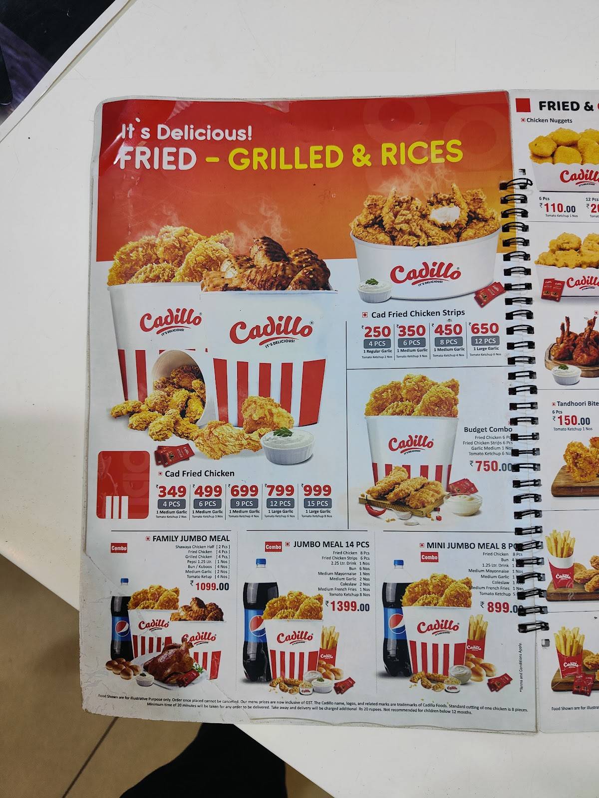 Cadillo menu