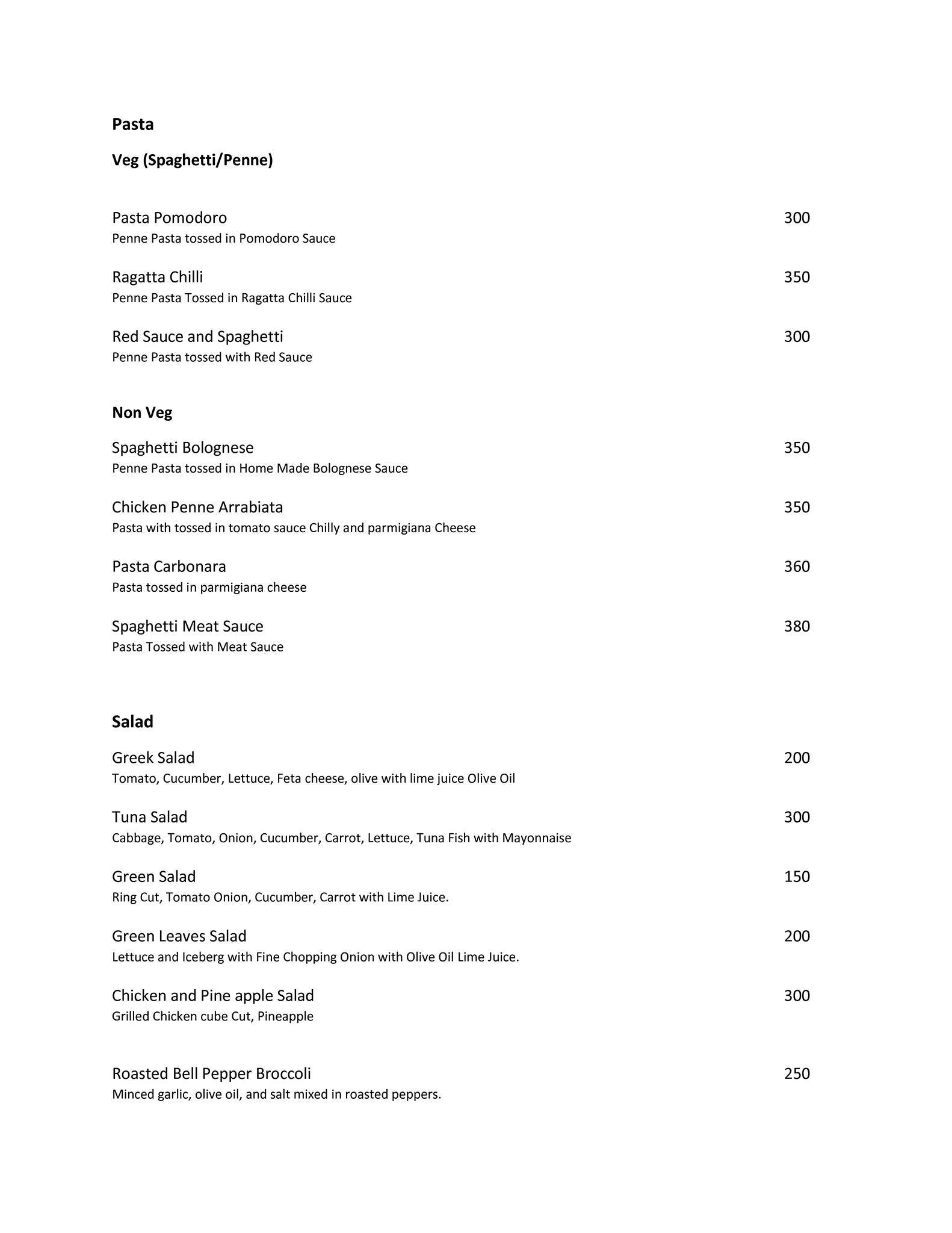 Cafe Live menu