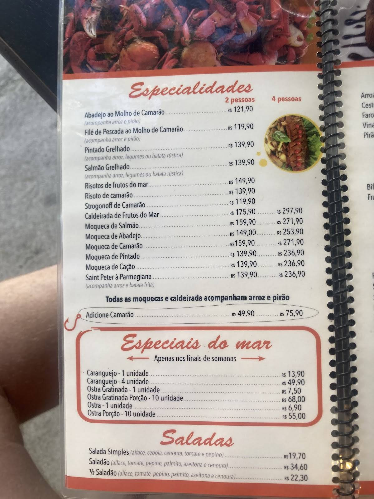 Calçadão do Peixe cardápio