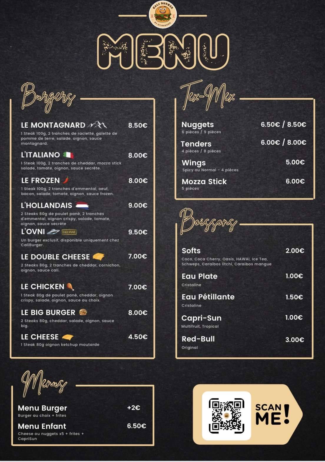 Menu de Cali Burger 67