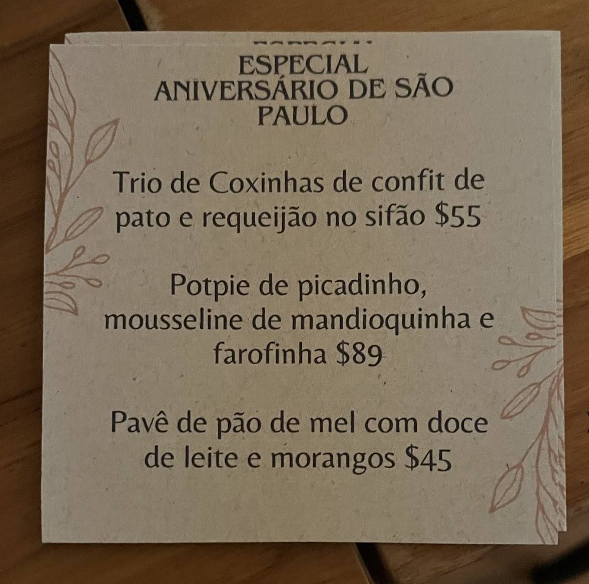 Carlota cardápio