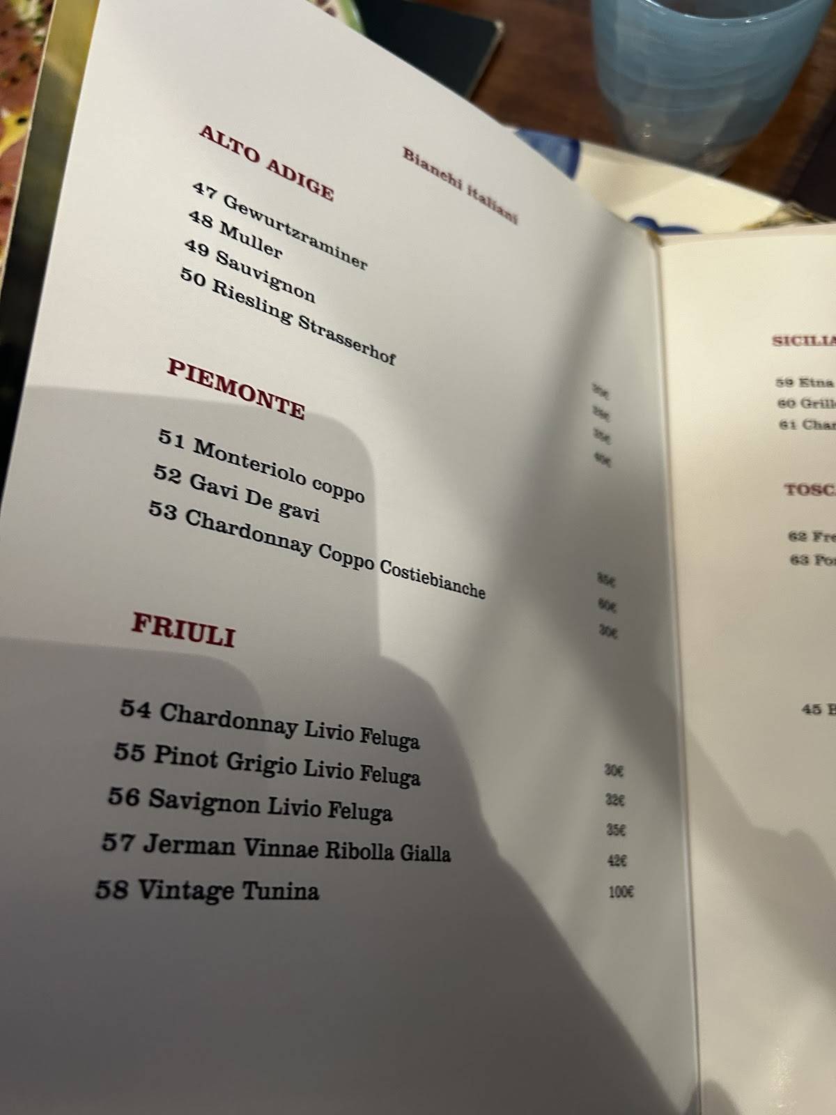 Menu di Casa Ferraiuolo Ristorante a Maiori Costiera Amalfitana 