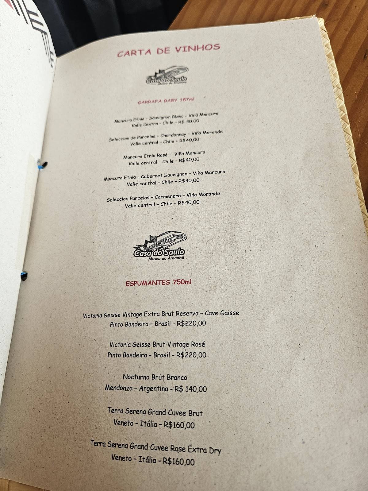 Casa do Saulo Museu do Amanhã cardápio