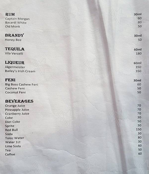 Cashew Tree menu