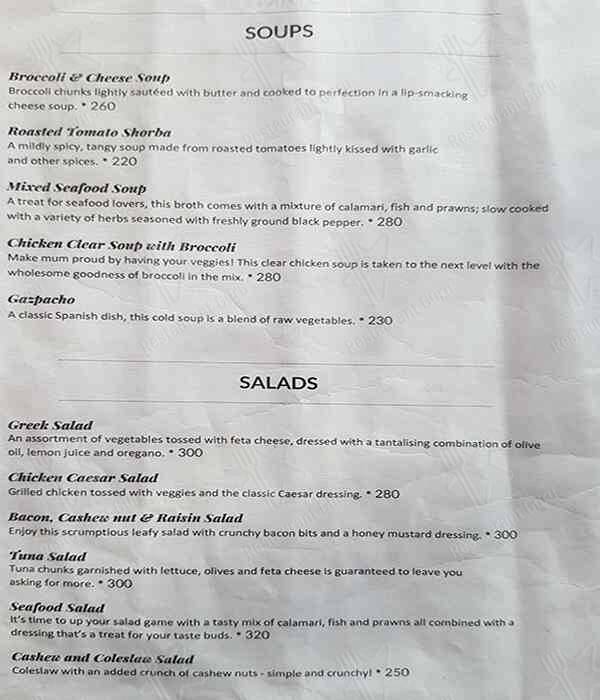 Cashew Tree menu