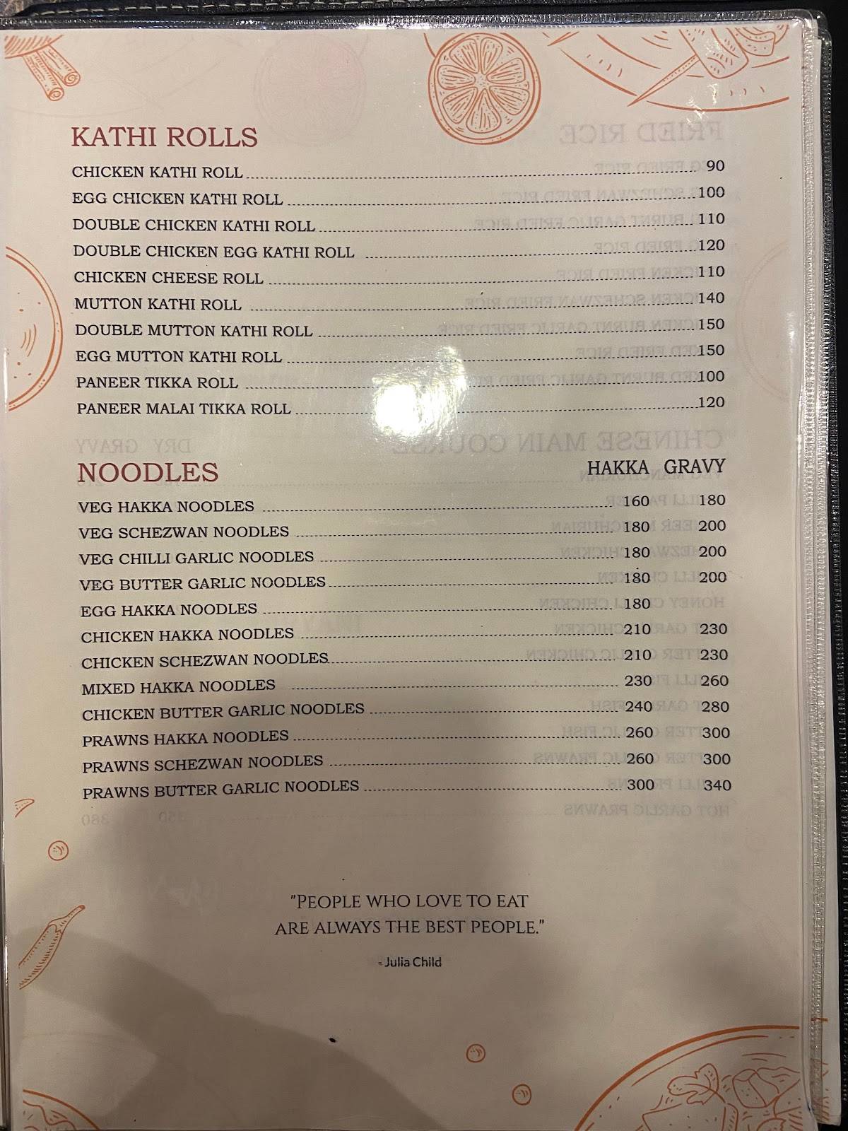 Centre Point Restaurant and Banquet Hall menu