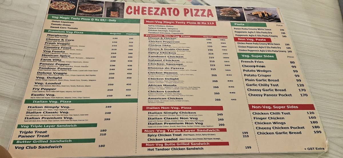 Cheezato Pizza menu
