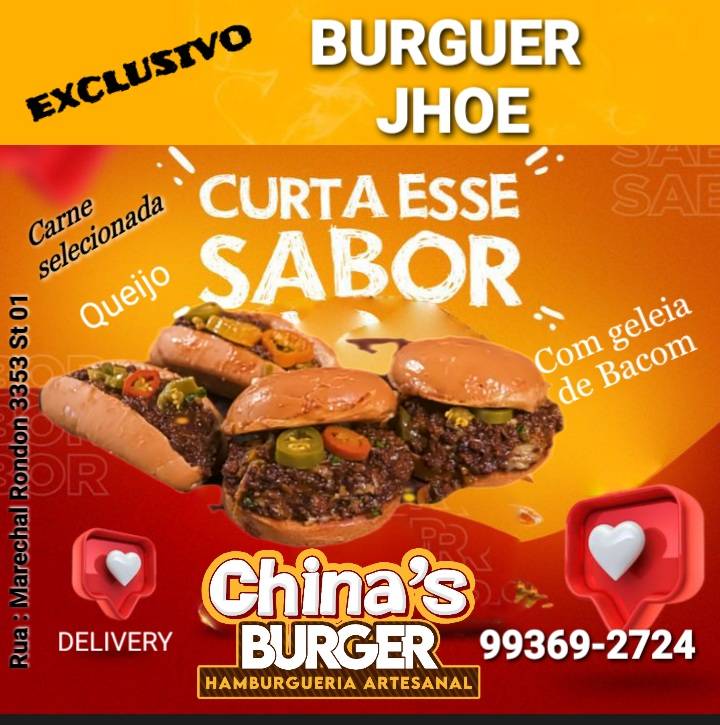 China's Burguer cardápio