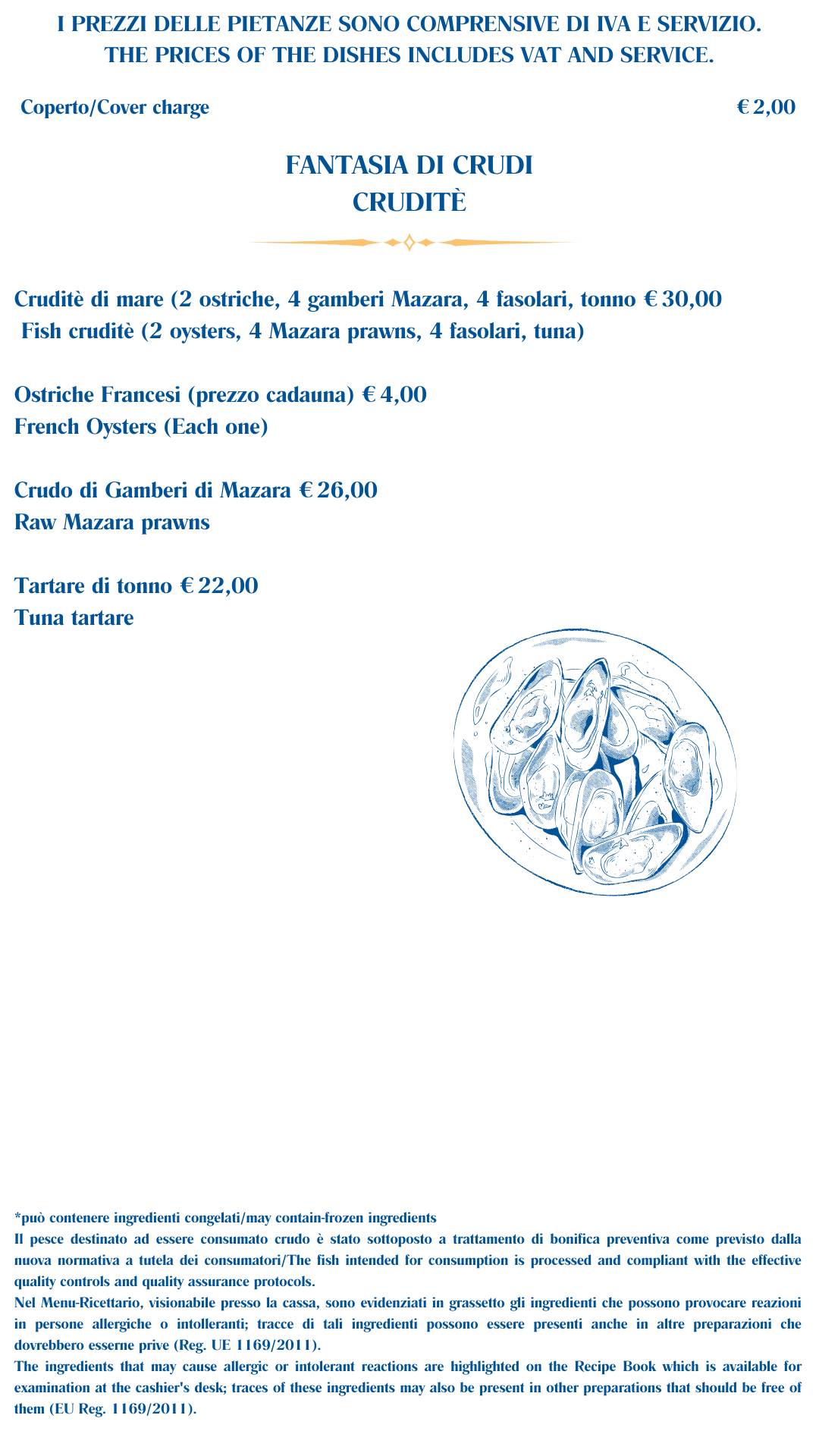 Menu di Ristorante Ciro al Borgo Marinari 