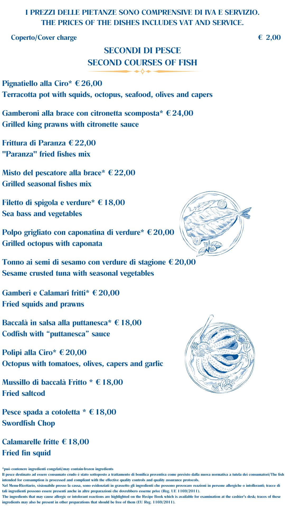 Menu di Ristorante Ciro al Borgo Marinari 