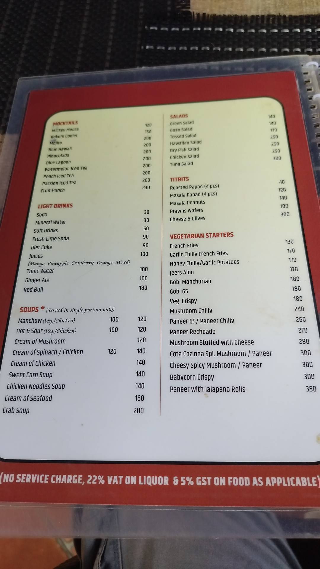 Cota Cozinha menu