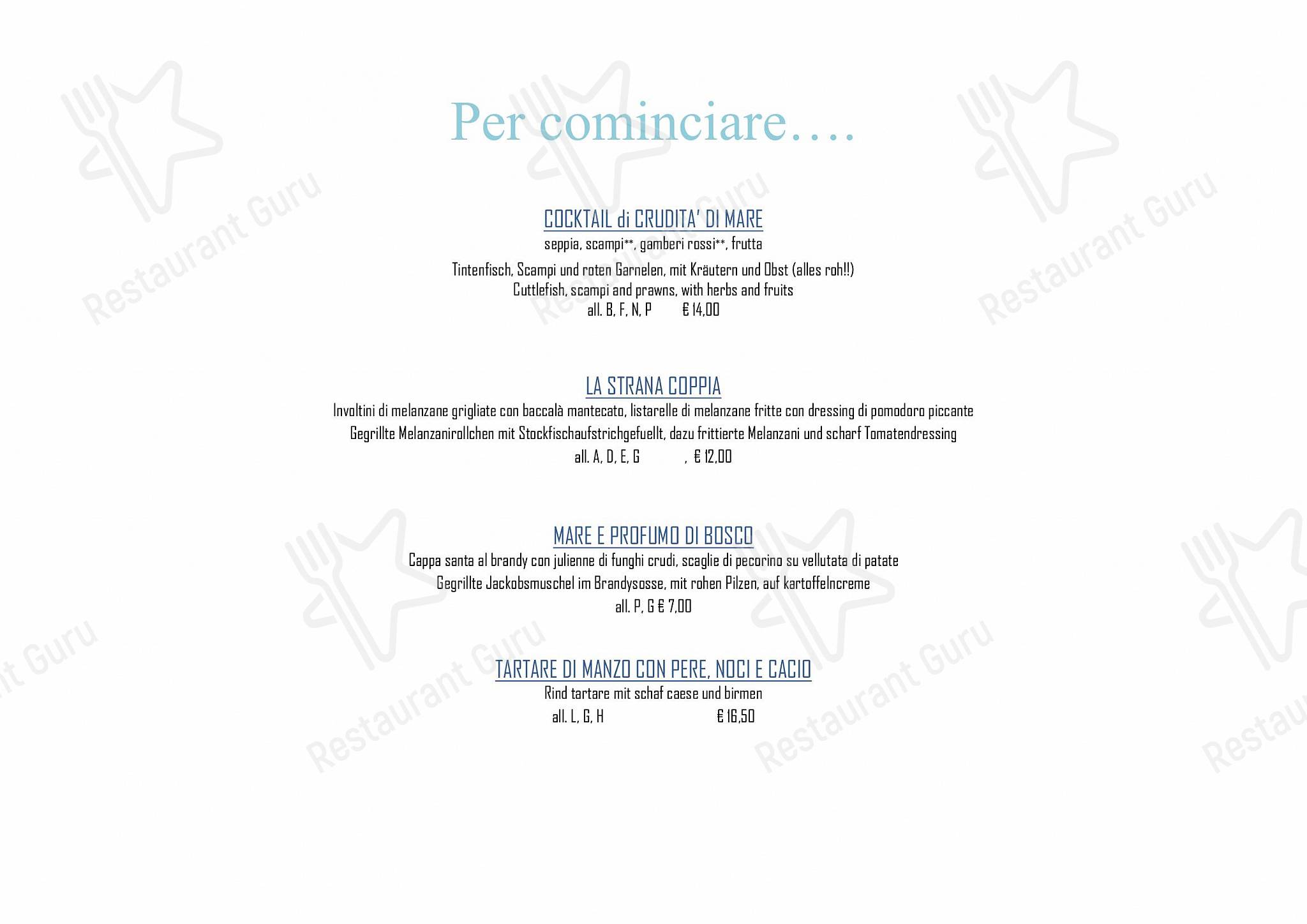 Ночное меню per Ristorante da Buso ristorante