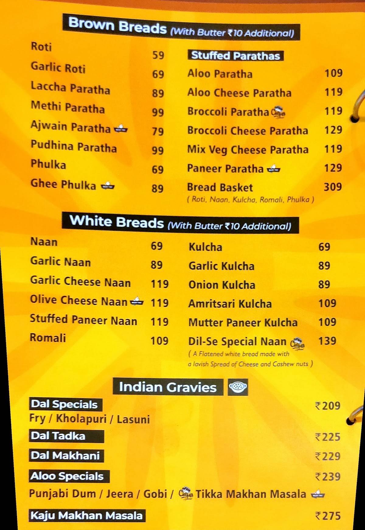 Dil Se Restaurant menu