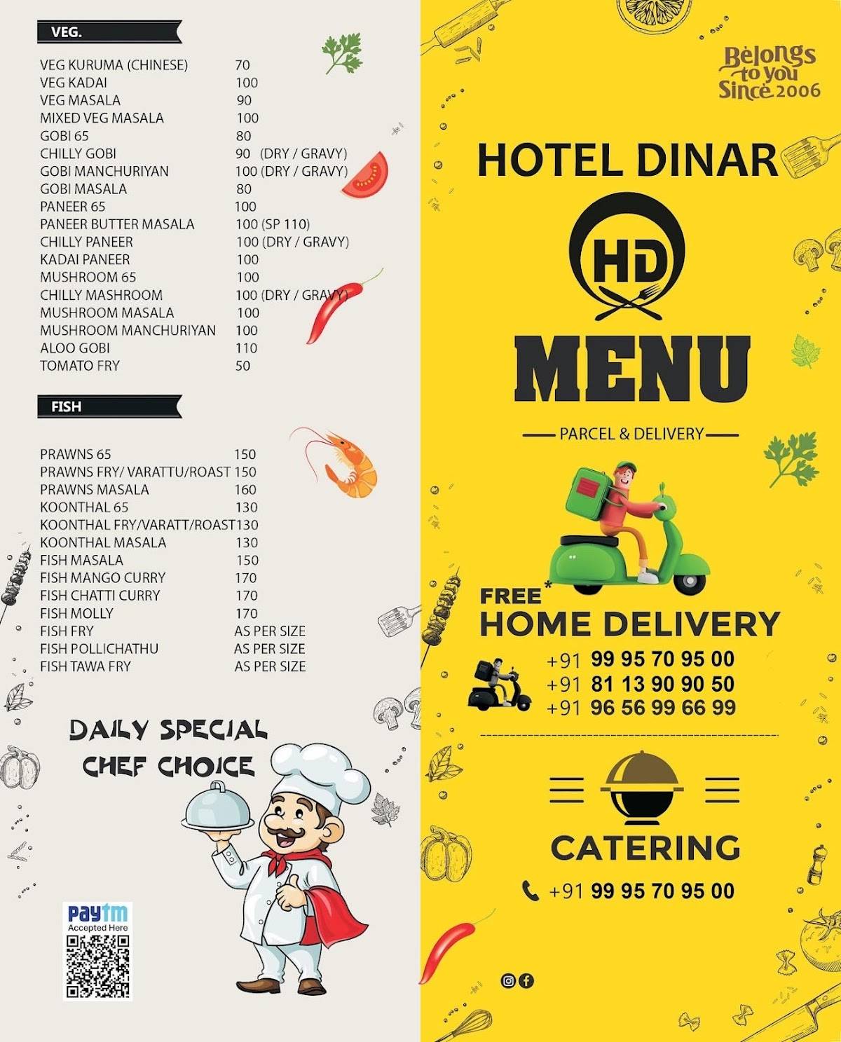 Dinar Hotel Manjeri menu