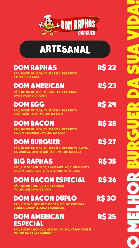 Dom Raphas Burguer cardápio
