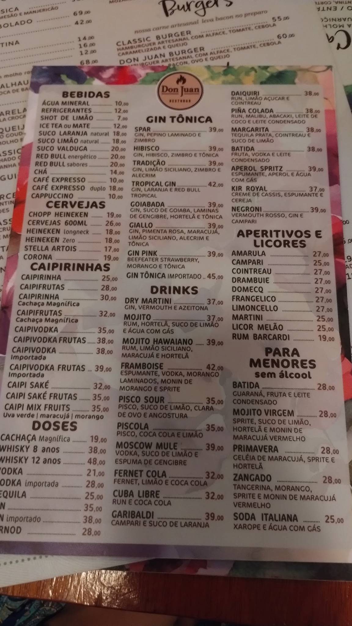 Don Juan RestoBar: Churrascaria, Churrasco, Pizza, Burger, Happy Hour, Búzios cardápio