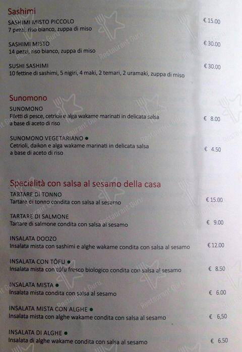 Menu di Doozo 