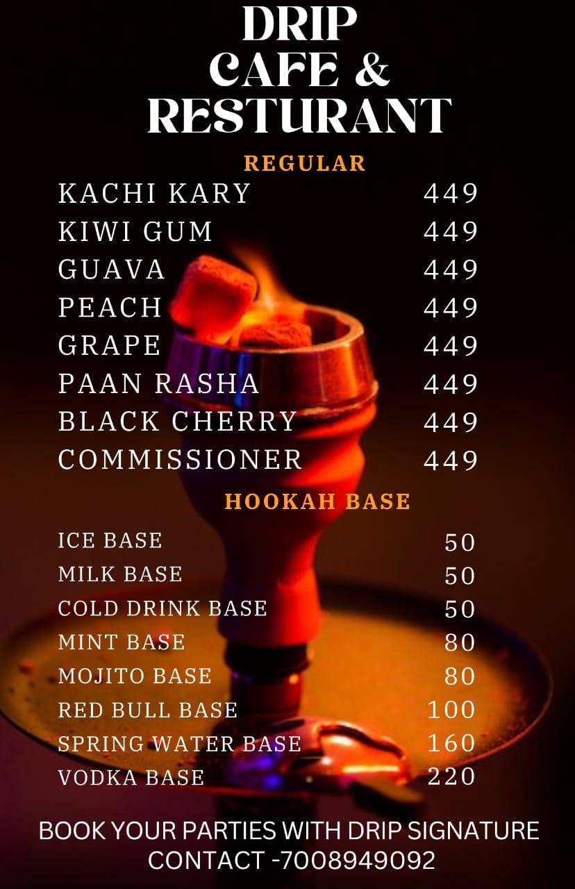 Drip Cafe & Restaurant menu