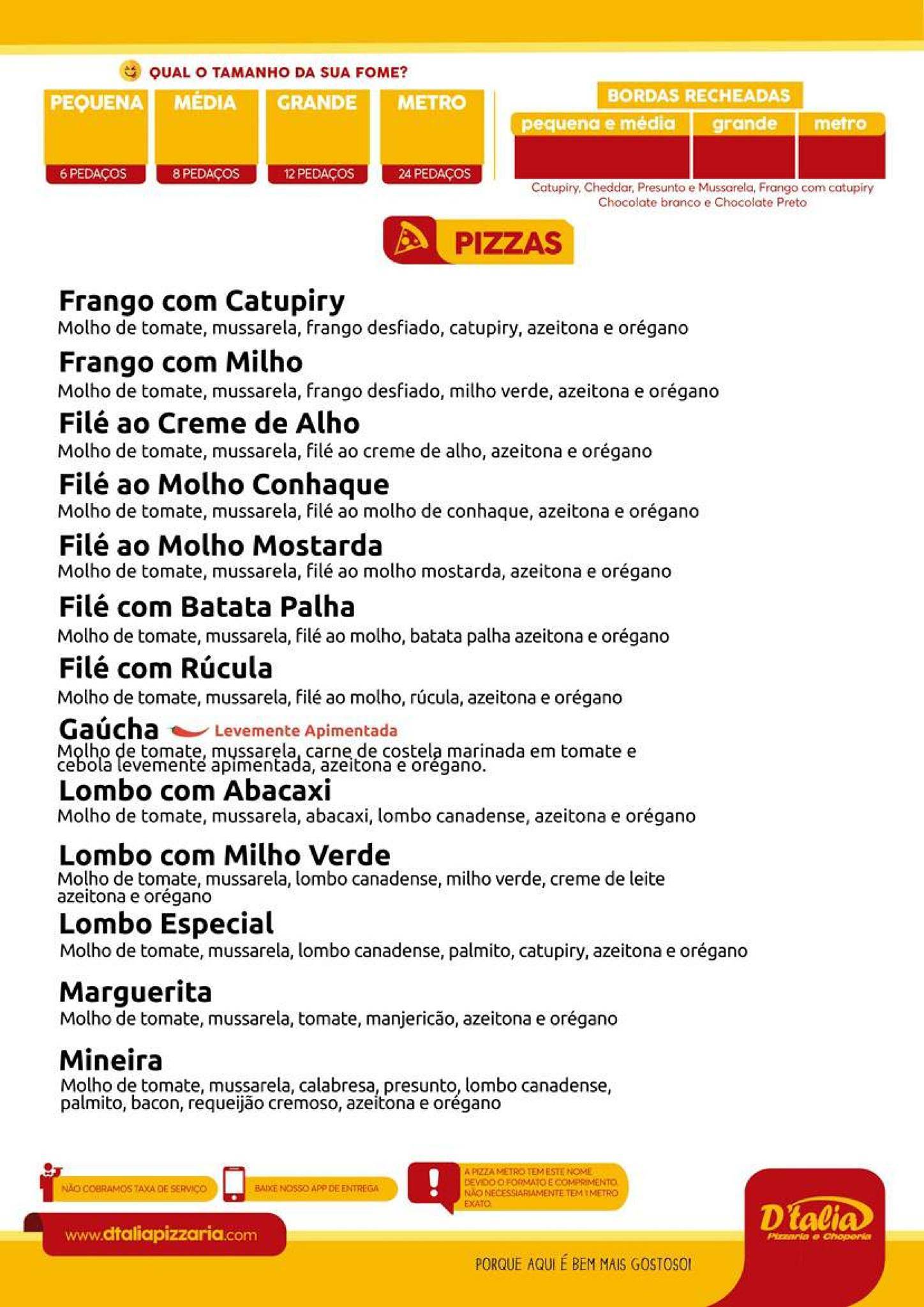 D'talia Pizzaria e Choperia - Rondonópolis cardápio