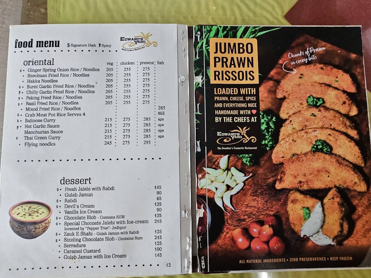 Edward's Yard menu