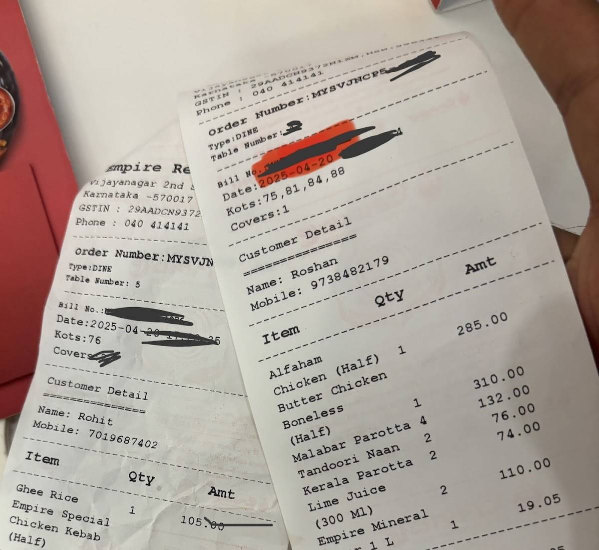 Empire Restaurant menu