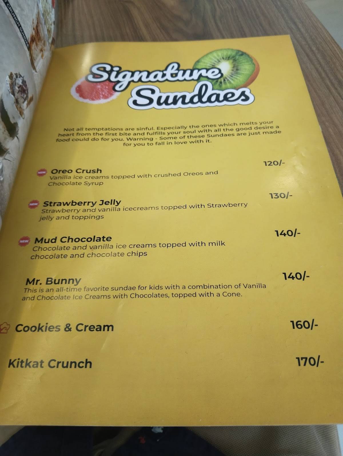 Falooda Nation Kottayam menu