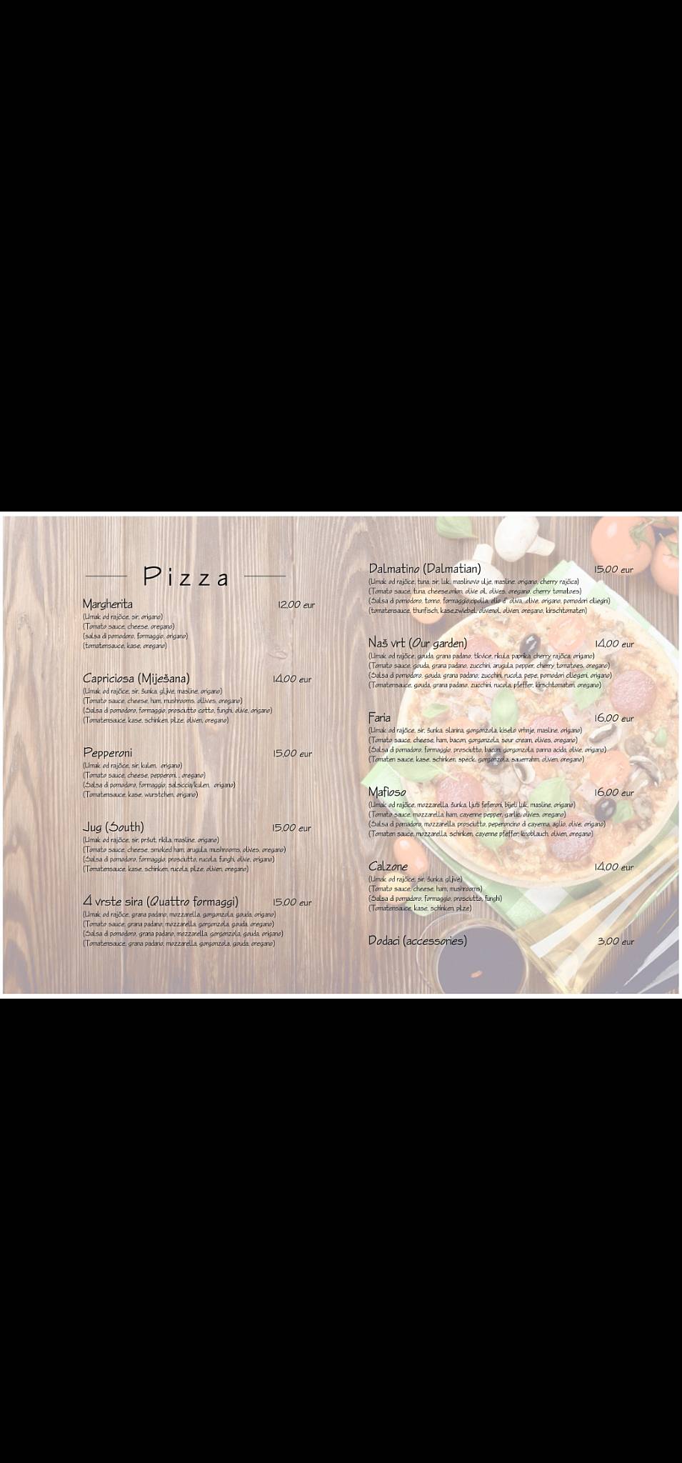Menu di Restaurant Faria 